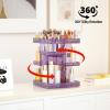 BOCONY Rotating Makeup Organizer, Large Capacity Cosmetic Display Case, Acrylic Skincare Organizer with Makeup Brush, Makeup Storage Organizer for Dresser Countertop and Bathroom Vanity - Purple view 3