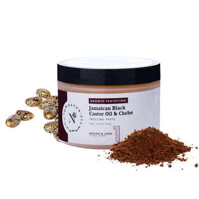 NaturAll Jamaican Black Castor Oil & Chebe Braiding Gel Protective Hair Braiding Gel for Locs, Edge Control, Taming Frizz & Twisting Strong Hold Braid Balm for Dreadlocks, Retwists No Flaking 8 Oz.