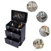 3 in 1 Rolling Makeup Case Organizer Large Makeup Suitcase, Professional Cosmetology Case On Wheels Train Case, Nail Tech Organizers and Storage for Artists Cosmetologist Stylist, Black view 3