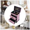3 in 1 Rolling Makeup Case Organizer Large Makeup Suitcase, Professional Cosmetology Case On Wheels Train Case, Nail Tech Organizers and Storage for Artists Cosmetologist Stylist, Pink view 4