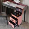 3 in 1 Rolling Makeup Case Organizer Large Makeup Suitcase, Professional Cosmetology Case On Wheels Train Case, Nail Tech Organizers and Storage for Artists Cosmetologist Stylist, Gold view 3
