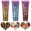 BADCOLOR Gold Blue Red Face Body Glitter Set, Holographic Shimmer Chunky Glitters for Hair Nails Eye Lips, Music Festival Concert Rave Accessories Party, Sparkling Mermaid Sequins Gel Makeup Kit view 1