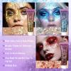 BADCOLOR Gold Blue Red Face Body Glitter Set, Holographic Shimmer Chunky Glitters for Hair Nails Eye Lips, Music Festival Concert Rave Accessories Party, Sparkling Mermaid Sequins Gel Makeup Kit view 2
