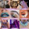 BADCOLOR Gold Blue Red Face Body Glitter Set, Holographic Shimmer Chunky Glitters for Hair Nails Eye Lips, Music Festival Concert Rave Accessories Party, Sparkling Mermaid Sequins Gel Makeup Kit view 3
