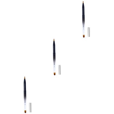 Beavorty 3pcs Lipstick Applicator Makeup Brush Retractable Lip Brush Metal Lid Portable Flexible for Lip Gloss