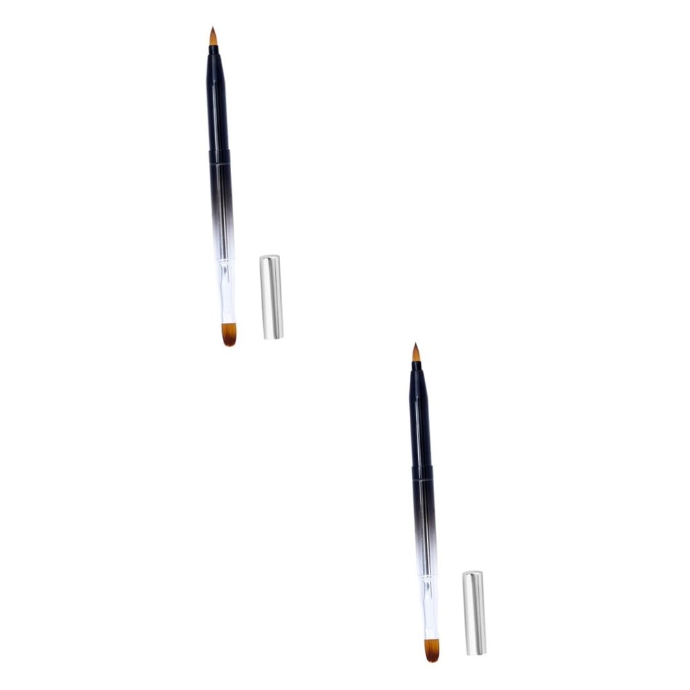 Beavorty 2pcs Lipstick Brush Applicator Lip Gloss Supplies Soft Material Brush Metal Lid Compact Easy to Carry