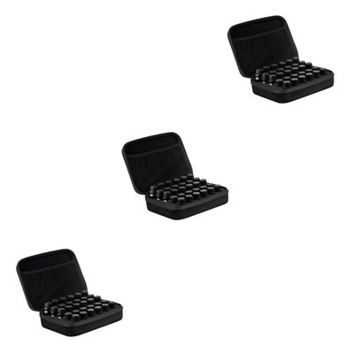 Beavorty 3pcs Compartment Storage Case Portable Black Bottle Organizer Convenient Handle for Travel Holds Bottles Shockproof and Design