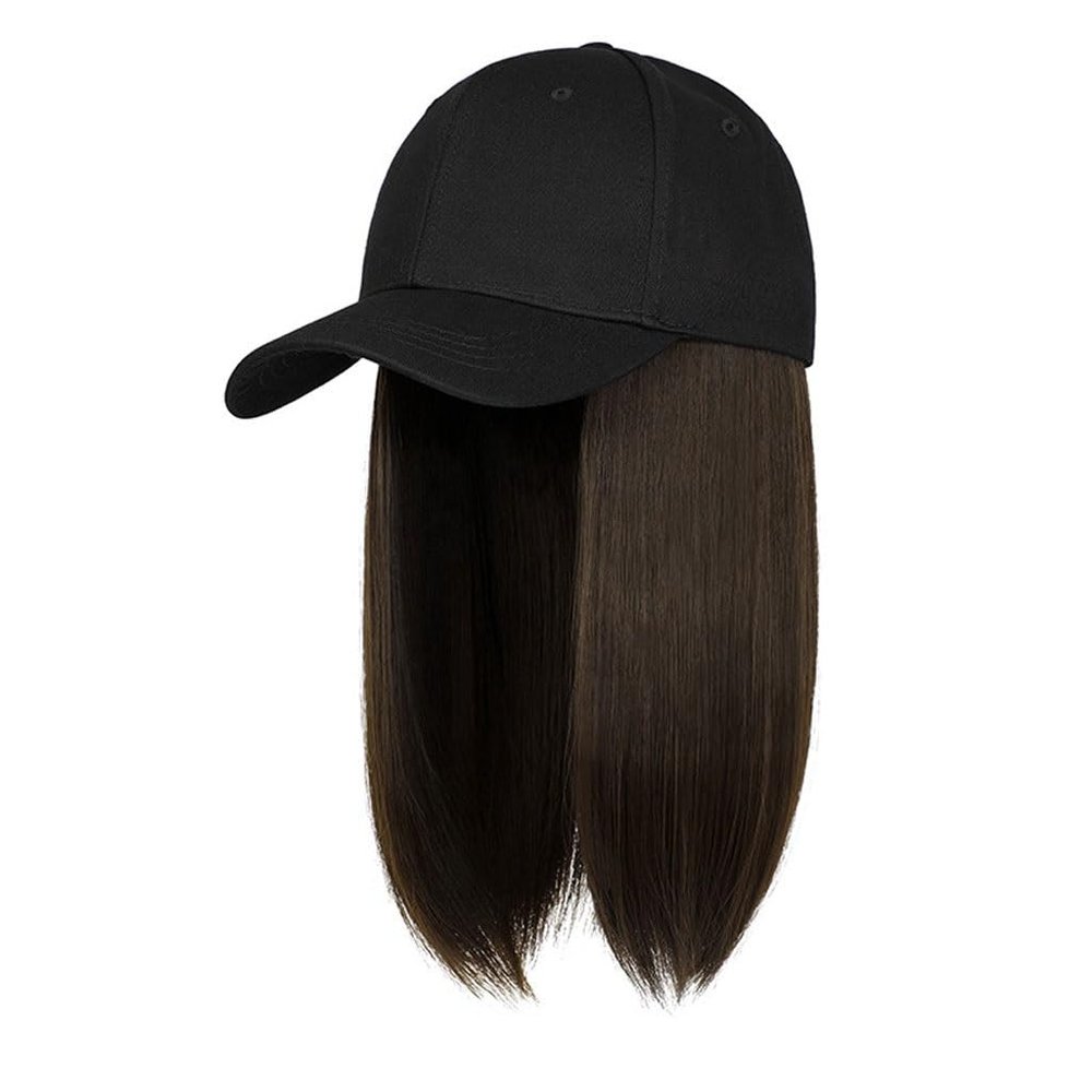 FEELIN Baseball Cap with Hair Extensions Hat Wig Women's Detachable Fashionable Breathable Peaked Cap Women's Hairstyle Adjustable Detachable Wig Cap Hat Wig (Color : A)