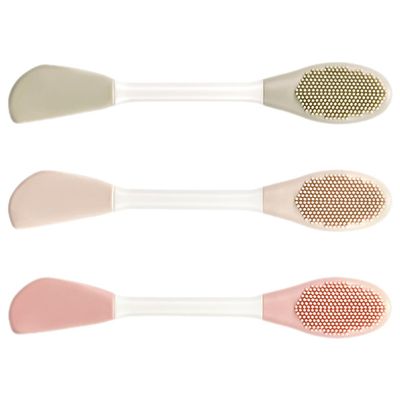 FOMIYES 3pcs Dual End Silicone Mask Applicator Facial Scrubber for Effortless Face Mask Application and Cleansing Comfortable Ergonomic Design in Apricot Gray and Peach