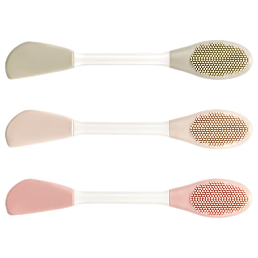 FOMIYES 3pcs Dual End Silicone Mask Applicator Facial Scrubber for Effortless Face Mask Application and Cleansing Comfortable Ergonomic Design in Apricot Gray and Peach