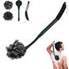 Loofah with Handle, 20.5'' Replaceable Shower Loofah to Improve Skin Health, Body Scrubber, for Women and Men with String for Easy HangingDark Black view 1
