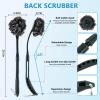 Loofah with Handle, 20.5'' Replaceable Shower Loofah to Improve Skin Health, Body Scrubber, for Women and Men with String for Easy HangingDark Black view 2