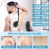 Loofah with Handle, 20.5'' Replaceable Shower Loofah to Improve Skin Health, Body Scrubber, for Women and Men with String for Easy HangingDark Black view 3