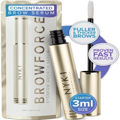 NYK1 CONCENTRATED Eyebrow Growth Serum For Thicker Brows (3ml) BrowForce Eyebrow Serum To Grow Brows For Fuller Thicker Natural Brow - Advanced Eye Brow Growth Serums Formula For Eyebrows Regrowth