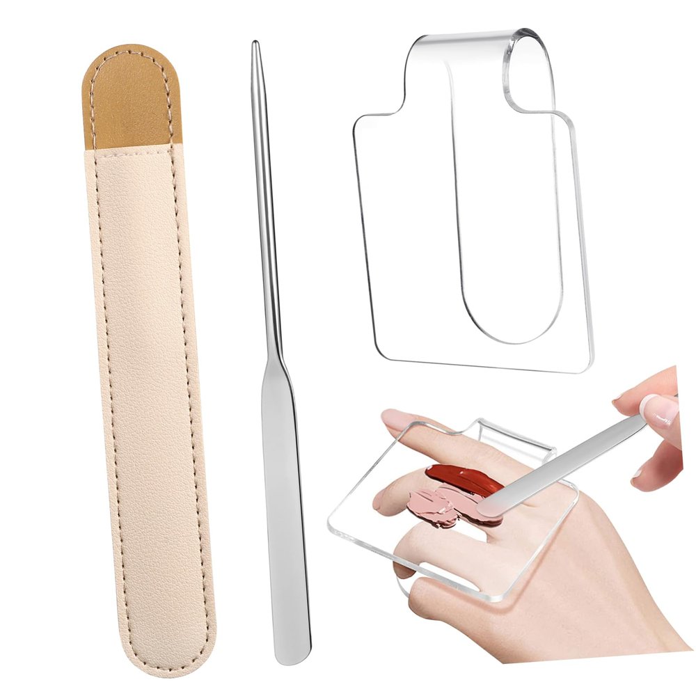 Balacoo Palette Nail Cosmetic Polish Plate Makeup Spatula Mascara Wands Lipstick Applicators Makeup Plate Foundation Mixing Tray Makeup Tool Handheld Mirror Makeup Board Major Acrylic, Medium