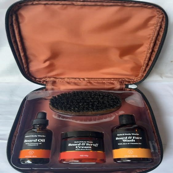 Beard Care Kit - Bath and Body Bundle Men's Grooming Gift Set with Face Wash, Scruff Cream, Oil, Brush in Decorative Bag