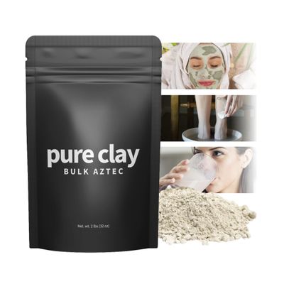 Pure Clay Organic Calcium Bentonite Clay Powder Bulk Bag (32oz), Aztec Drink Powder, Food Grade, Full Body Mask, Indian Healing Clay