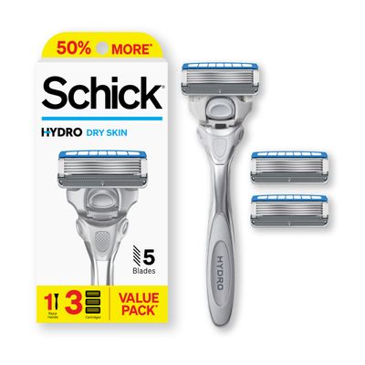 Schick Hydro Advanced Hydration Razors for Men, 1 Razor Handle with 3 Razor Blades Refills