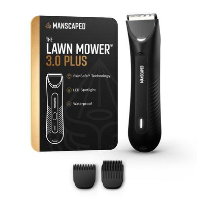 MANSCAPED The Lawn Mower 3.0 Plus Groin & Body Hair Trimmer Updated SkinSafe Trimmer Blade, Waterproof Wet/Dry Groomer, USB-C Rechargeable, Mens Wireless Ball Shaver, Tuxedo Black