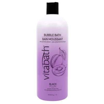 Vitabath Black Plum Bubble Bath Rich Foaming Soak - Moisturizing & Nourishing Indulgent Suds for Women & Men All Skin Types - 33.8 fl oz 1L