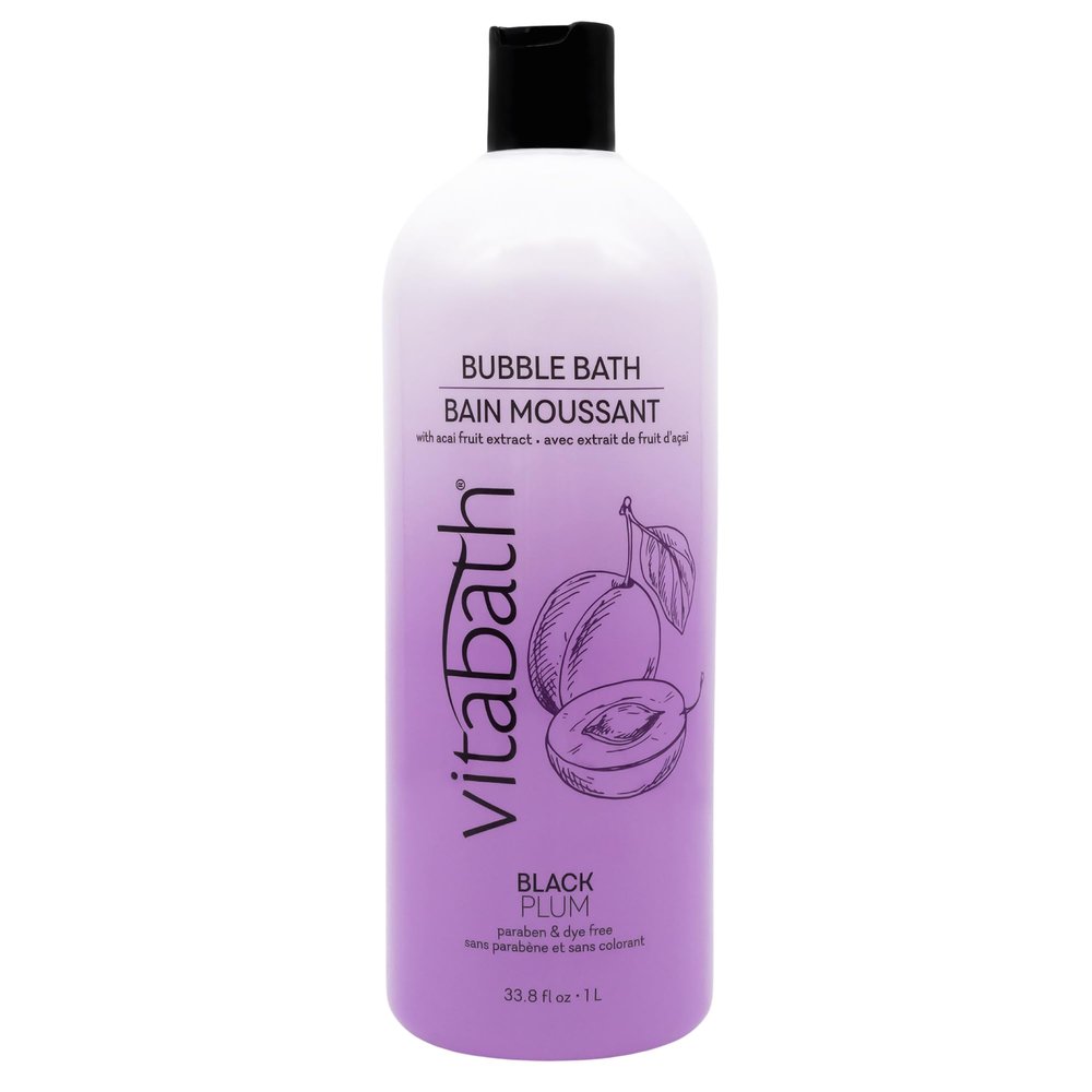 Vitabath Black Plum Bubble Bath Rich Foaming Soak - Moisturizing & Nourishing Indulgent Suds for Women & Men All Skin Types - 33.8 fl oz 1L