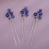 Teyglen Crystal Bride Wedding Hair Pins Blue Pearl Hair Pins Clips Wedding Hair Accessories for Bride Rhinestone Pearl Headpiece Crystal Bridal Hair Piece for Women Girls (Blue) view 1