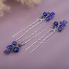 Teyglen Crystal Bride Wedding Hair Pins Blue Pearl Hair Pins Clips Wedding Hair Accessories for Bride Rhinestone Pearl Headpiece Crystal Bridal Hair Piece for Women Girls (Blue) view 2