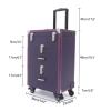 DONSU 3-Tier Rolling Makeup Train Case Large Storage Cosmetic Trolley, Salon Nail Polish Storage Box Jewelry Organizer Cosmetics Traveling Cart Trunk (Purple) view 2