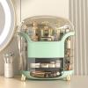 ZYLLZY Makeup Organizer, Large Capacity Compartment Storage Rotatable Waterproof Transparent Vertical Makeup Organizer, Cosmetic Box for Countertop, Bathroom(Green) view 1