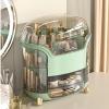 ZYLLZY Makeup Organizer, Large Capacity Compartment Storage Rotatable Waterproof Transparent Vertical Makeup Organizer, Cosmetic Box for Countertop, Bathroom(Green) view 2
