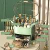 ZYLLZY Makeup Organizer, Large Capacity Compartment Storage Rotatable Waterproof Transparent Vertical Makeup Organizer, Cosmetic Box for Countertop, Bathroom(Green) view 3