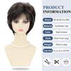 SEVENCOLORS Short Wigs for Women Dark Brown Pixie Wigs with Grey Highlights Straight Layered Synthetic Hair Wigs with Bangs view 3