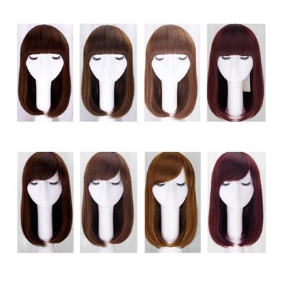 13 * 13 Straight Natural Synthetic One Piece Three Clips Clip in Toppers Side Bangs Thicken Hair Extensions for Woman for White Hair Thinning Hair Loss (Wine Red,40cm/16inch side bangs)