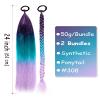 Ponytail Extension With Hair Tie 24 inch Colored Hair Extensions for Braiding Colorful Ombre Pony Tail Hair Extensions for Braids Rainbow Festival Rave Crazy Hair Day, 2 Packs view 2