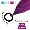 Ponytail Extension With Hair Tie 24 inch Colored Hair Extensions for Braiding Colorful Ombre Pony Tail Hair Extensions for Braids Rainbow Festival Rave Crazy Hair Day, 2 Packs view 3