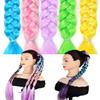 Ponytail Extension With Hair Tie 24 inch Colored Hair Extensions for Braiding Colorful Ombre Pony Tail Hair Extensions for Braids Rainbow Festival Rave Crazy Hair Day, 2 Packs view 4