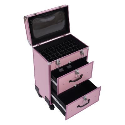 AKaSping Makeup Case 23 inches Makeup Train Case with Make up Bag Lockable Cosmetic Case Professional Artist Studio Cosmetic Train Table Makeup Station Travel Cosmetic Organizer Box