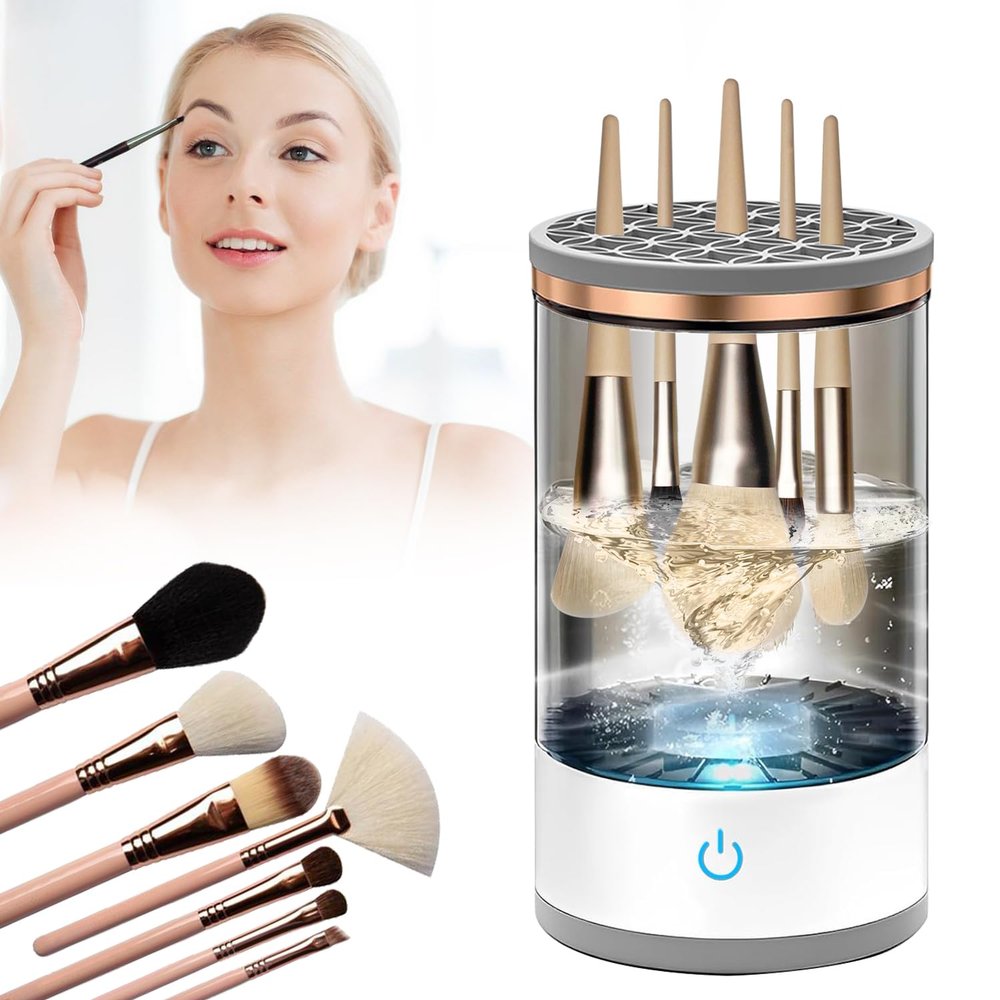 Electric Makeup Brush Cleaner, Makeup Brush Cleaner Machine with Brush Clean Mat, Automatic Make Up Brush Clean Tool for All Size Makeup Brushes, Great Gifts for Her