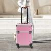 DOONARCES Black/Pink Rolling Makeup Train Case Professional Travel Cosmetic Trolley Lockable Large Makeup Travel Case Organizer with 4 Sliding Trays Makeup Barber Luggage Case with Wheels (Pink) view 2