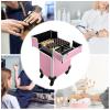 DOONARCES Black/Pink Rolling Makeup Train Case Professional Travel Cosmetic Trolley Lockable Large Makeup Travel Case Organizer with 4 Sliding Trays Makeup Barber Luggage Case with Wheels (Pink) view 3