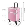 DOONARCES Black/Pink Rolling Makeup Train Case Professional Travel Cosmetic Trolley Lockable Large Makeup Travel Case Organizer with 4 Sliding Trays Makeup Barber Luggage Case with Wheels (Pink) view 4
