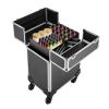DOONARCES Black/Pink Rolling Makeup Train Case Professional Travel Cosmetic Trolley Lockable Large Makeup Travel Case Organizer with 4 Sliding Trays Makeup Barber Luggage Case with Wheels (Black) view 4
