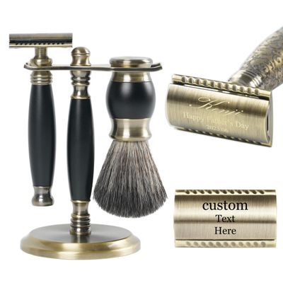 FREED Bronze Series Custom Laser-Engraved Double-Edged Safety Razor, Aluminum Alloy Material, Includes 120 Blades,it's the best gift for men,fathers or birthdays (Bronze Black)