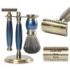 FREED Bronze Series Custom Laser-Engraved Double-Edged Safety Razor, Aluminum Alloy Material, Includes 120 Blades,it's the best gift for men,fathers or birthdays (Bronze Blue) view 1
