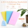 6 PCS Exfoliating Washcloth, 35 Inch 3 Colors Nylon Bath Exfoliating Towel for Shower, Colorful Japanese Washcloth, Exfoliating Body Scrubber (Blue, Yellow, Pink) view 2