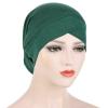 Women Turban Hat Lightweight Hair Loss Hat Headwraps Stretch Head Scarf Muslim Beanie Pre Tied Bonnet (Green, One Size) view 2