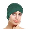 Women Turban Hat Lightweight Hair Loss Hat Headwraps Stretch Head Scarf Muslim Beanie Pre Tied Bonnet (Green, One Size) view 3