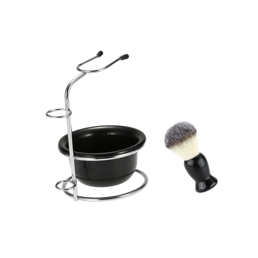 Beaupretty 1set Shaving Brush Holder with Plastic Bowl Rack Manual Stand and Brush for Organizing Your Bathroom Essentials