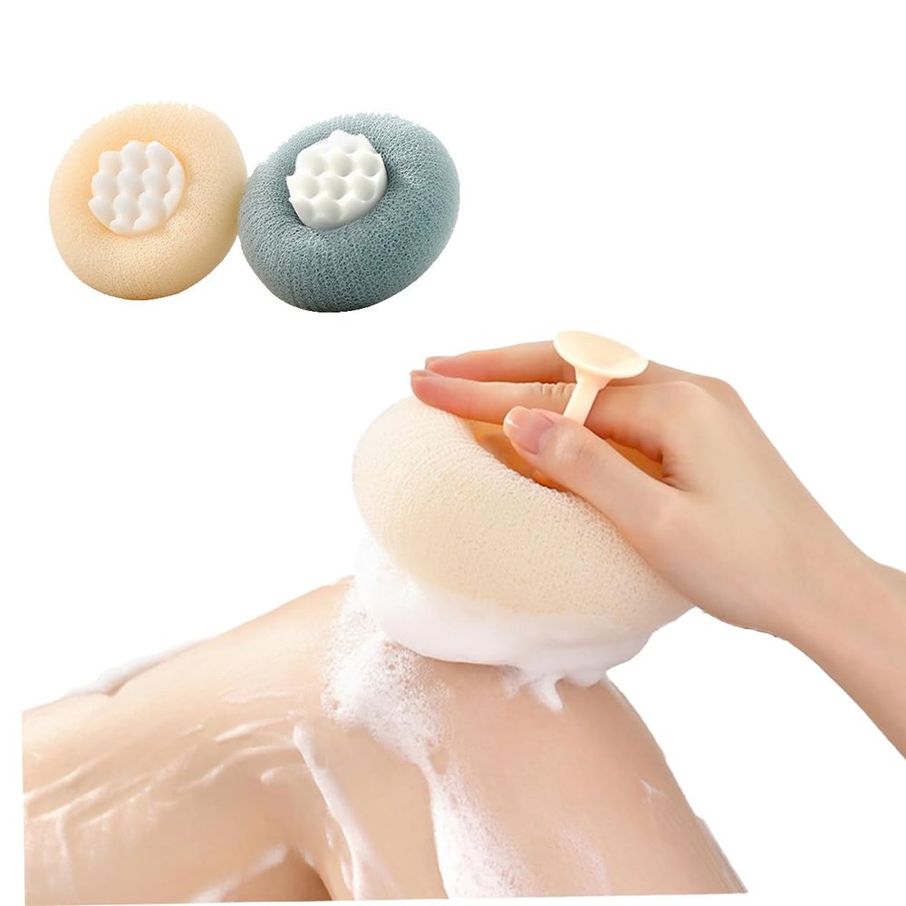 2pcs Loofah Back & Body Scrubber (Men & Women) Rich Foaming Bath Ball Showering Ball Body Skin Cleaner Bath Accessories for Body