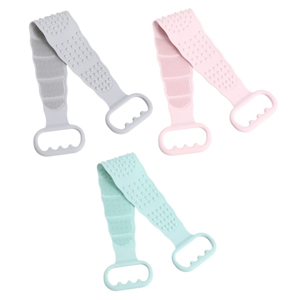 Beaupretty 3pcs Silicone Back Scrubber Belt Dual-sided Exfoliating Shower Brush for Body Stiff Bristles for Cleansing and Massage for Back and Neck Care